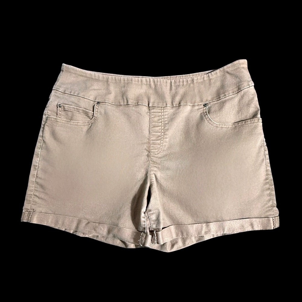 Time and Tru Womens Tan Brown Pull On Denim Shorts XL 16-18 TT1010240 Stretch